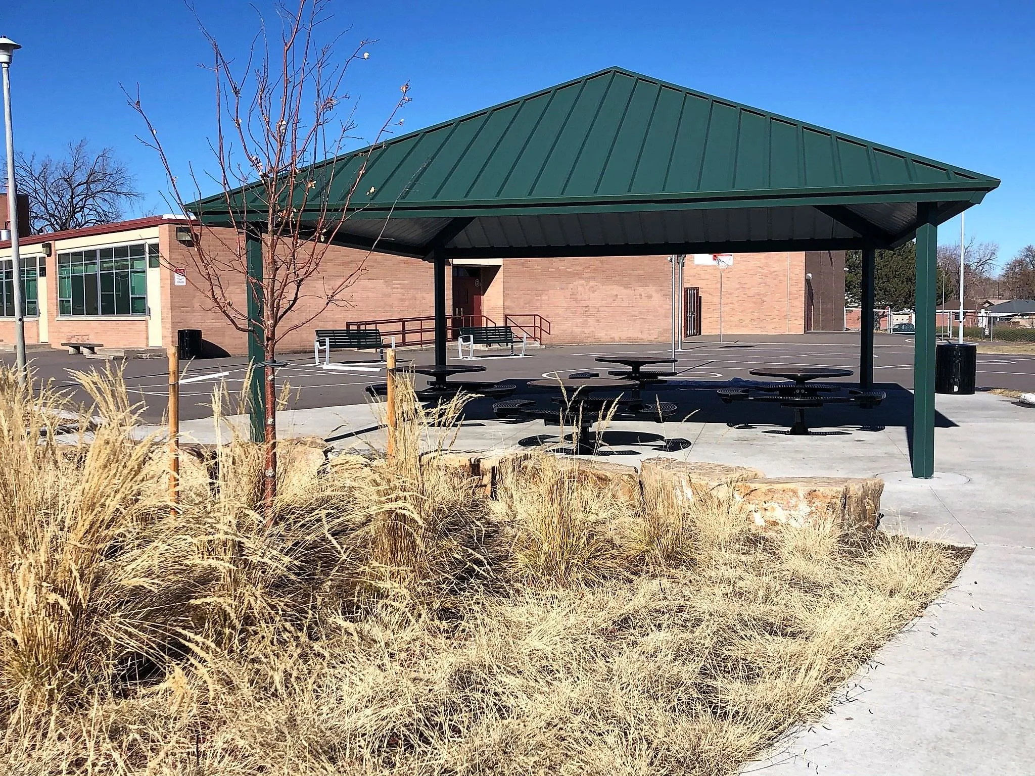 Large shaded playground table space at Studio School